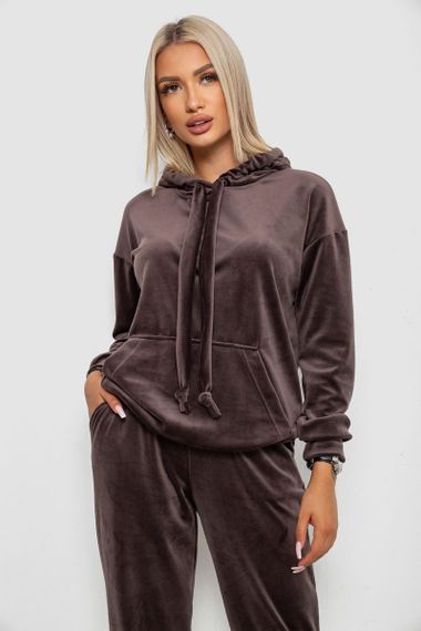 Спортивный костюм женский велюровый, цвет мокко, 241R1530-5 | Зображення 1