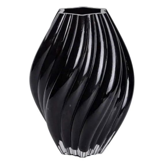 Декоративна скляна ваза для квітів 30 см фігурна ваза 5 л Чорна