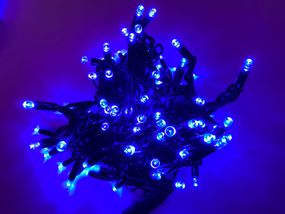 Гірлянда вулична String 10 м 100 LED синя, чорний дріт
