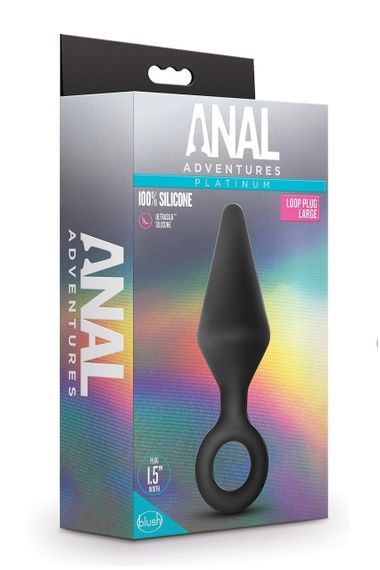 Анальна пробка з кільцем-стопером L Anal Adventures Blush, силіконова, чорна, 13.3 х 3.8 см Sex Aura | Зображення 4