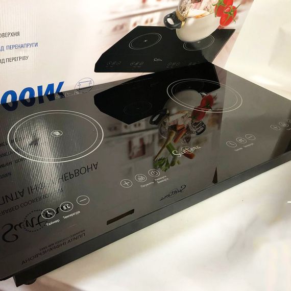 Електроплита велика індукційна на 2 конфорки Suntera ICD-2202 2200 Вт, Електроплита настільна від мережі | Зображення 3