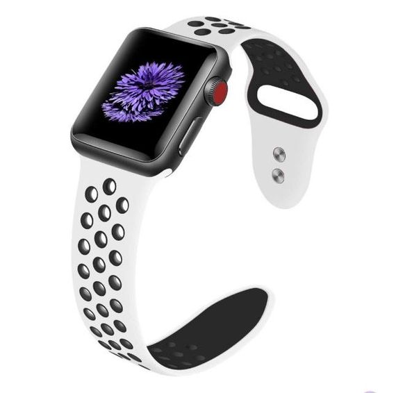Спортивный ремешок с перфорацией Primo для Apple Watch 38mm / 40mm / 41mm - White&Black | Зображення 1