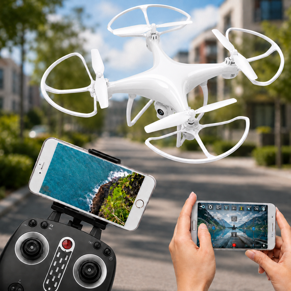 Квадрокоптер з камерою та пультом керування / Дрон зі стабілізацією Drone X8 Білий