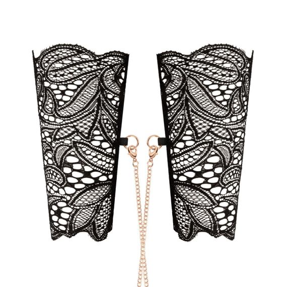 Мереживні наручники та комір Rosy Gold Lace Cuffs and Collar Чорні One Size | Зображення 4