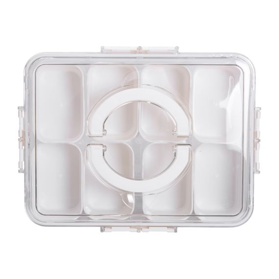 Контейнер для їжі з 8 відсіками 31х24х7 см судок для їжі пластиковий 2.5 л Білий HP-27-3 | Зображення 2