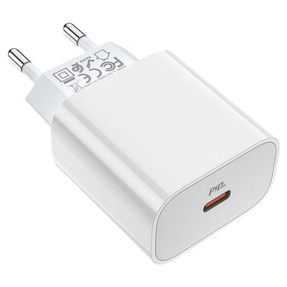 СЗУ 110-240V HOCO C76APlus, USB-C, PD20W, PPS, QC3.0, White | Зображення 4
