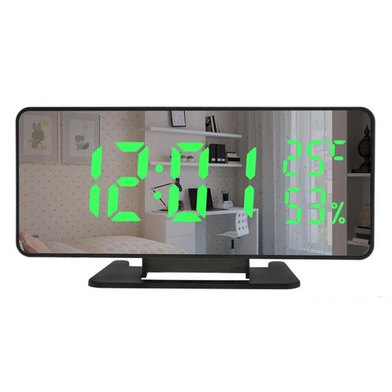 Настільний LED годинник з будильником і термометром вологістю VST 888Y / Електронний дзеркальний годинник для дому | Зображення 2