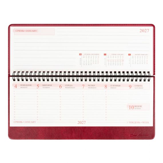 Планінг настільний датований 2027 Leo Planner Persona 252741 30х14 см 128 листів бордовий | Зображення 7