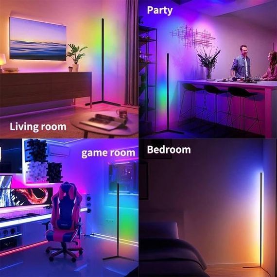 Торшер підлоговий RGB з підсвічуванням 120 см, LED торшер кутовий з пультом 120 см   знижка | Зображення 1