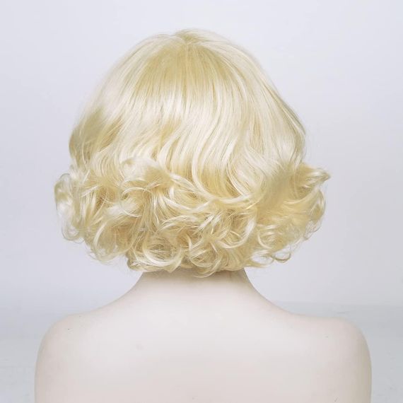 Перука коротка блонд в стилі Мерлін Монро світла кучерява вінтажна ретро, термостійке синтетичне волосся для косплею, зміни образу | Зображення 1