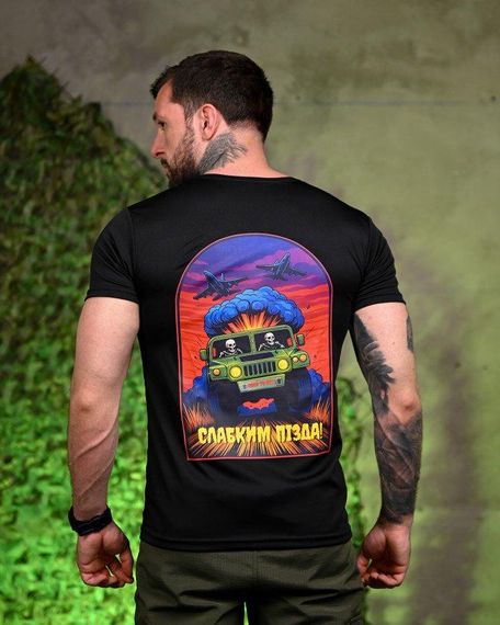 Тактична потоотводна футболка Не для слабких black ПП7709