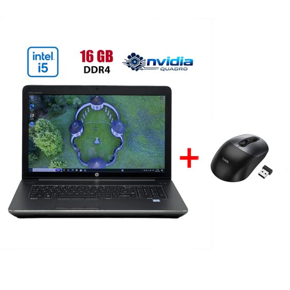 Мобільна робоча станція HP ZBook 17 G3 / 17.3" (1600x900) TN / Intel Core i5-6440HQ (4 ядра по 2.6 - 3.5 GHz) / 16 GB DDR4 / 480 GB SSD / nVidia Quadro М1000M, 2 GB DDR3, 128-bit / WebCam б/в + Подарунок Бездротова миша HOCO GM28