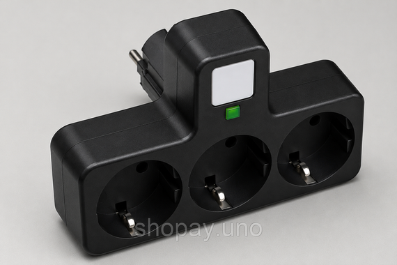 Мережевий фільтр з підсвічуванням 3 розетки, 2500Вт (2хUSB + Type-C) / Мережевий трійник / Адаптер в розетку
