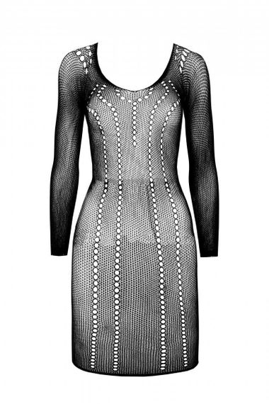 Полупрозрачное мини-платье Passion BS101 One Size, black, рукава-митенки | Зображення 2