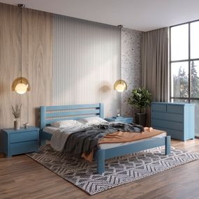Полуторне дерев'яне ліжко Mebigrand Колумбія Сіро-синій (S7010R90B) 120х200 см (MBG-3364)