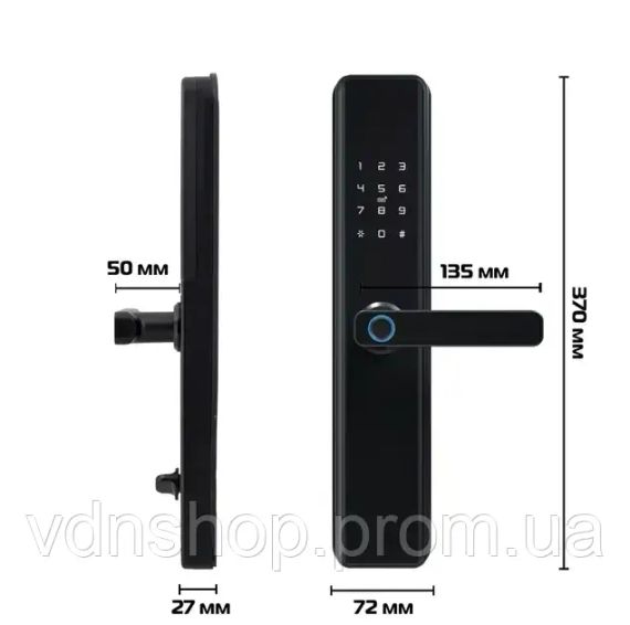 Дверний сенсорний замок з відбитком пальця,розумна біометрична дверна ручка, 4 способи відкриття | Зображення 5