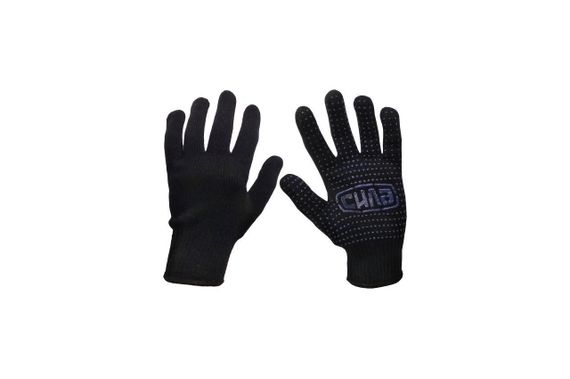 Перчатки нейлоновые черные с мелкой синей ПВХ точкой Стандарт СИЛА