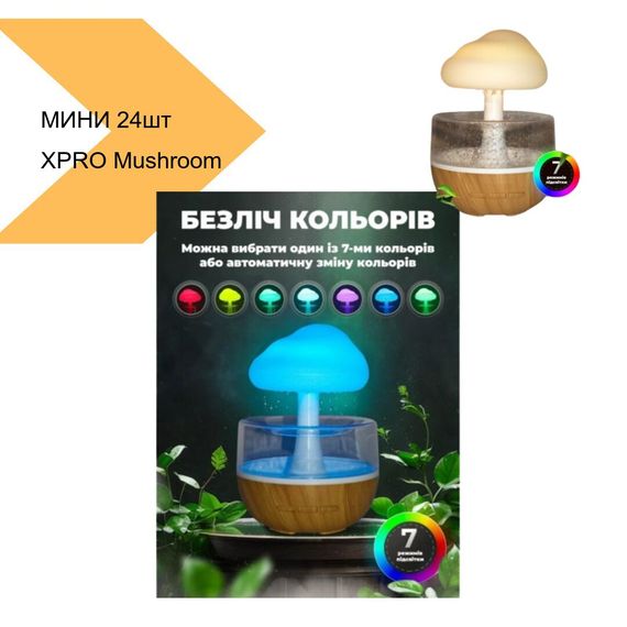 Увлажнитель воздуха Mushroom drop water Гриб аромадиффузор-ночник XPRO ТОЛЬКО ЯЩИКОМ 24шт. (43547-_435) | Зображення 1