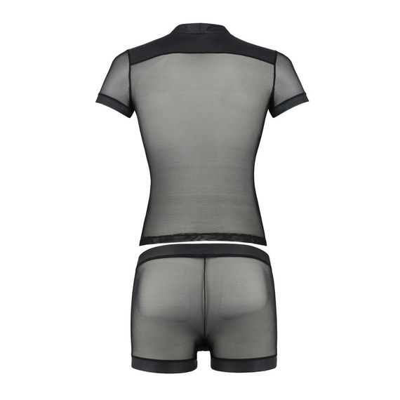 Комплект сетчатого мужского белья Passion 052 SET MICHAEL XXL/XXXL black, рубашка, боксеры, заклепки | Зображення 5