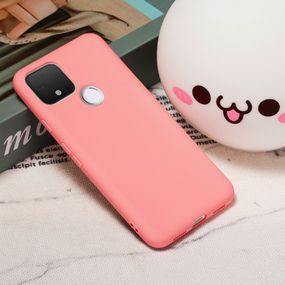 Силиконовый чехол для Google Pixel 5 розовый c микрофиброй Soft touch