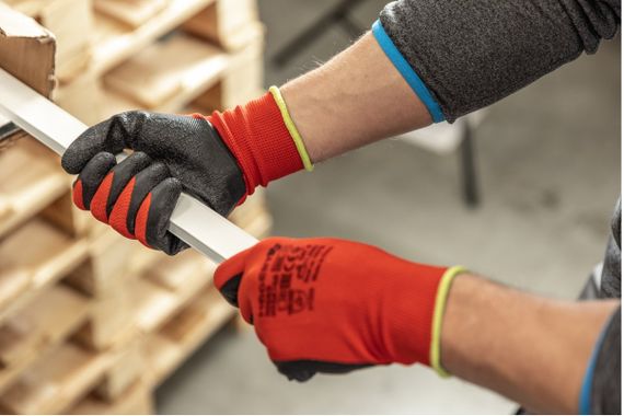 Рукавички робочі Hoegert RODER HT5K750-9 з спіненим латексом темно-червоні, 9 (5 пар) | Зображення 2