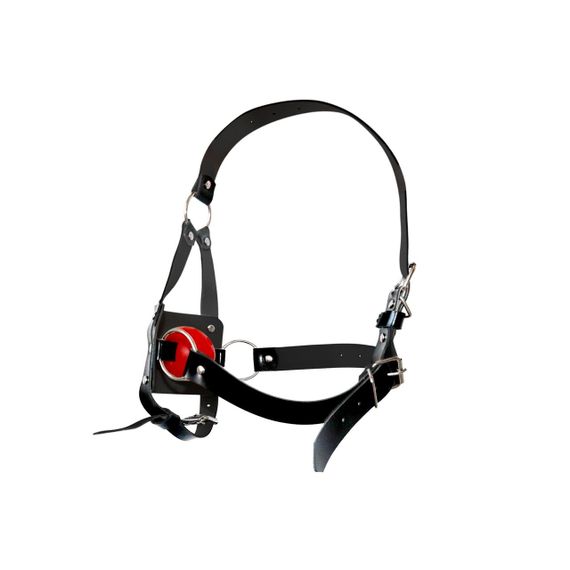 Кляп-маска з пластиковою кулею Art of Sex - Slave, Натуральна шкіра, колір Чорний Sex Aura | Зображення 2