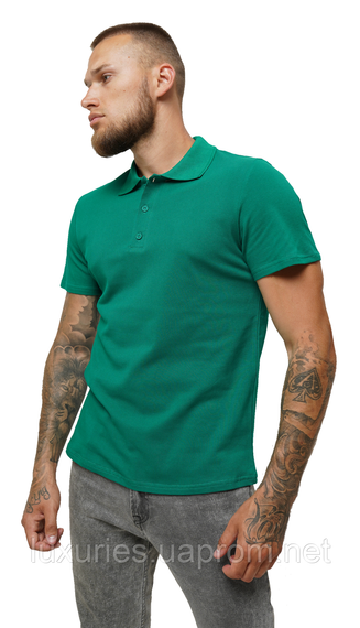 Футболка чоловіча ПОЛО — Зелена з коротким рукавом S