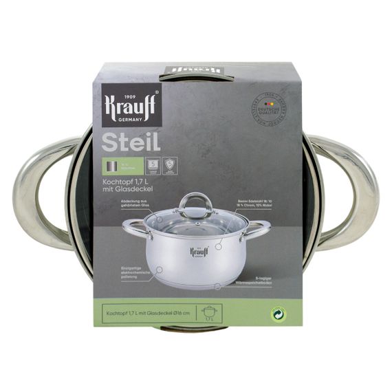 Каструля Krauff Steil 26-238-073, 1.7 л, 16 см, з нержавіючої сталі з кришкою, для всіх типів плит | Зображення 5