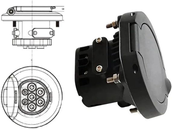 Розетка для зарядки электромобилей типа 2, EV разъем для зарядки Type 2, 32A IEC 62196-2 3 фазы переменный ток | Зображення 5