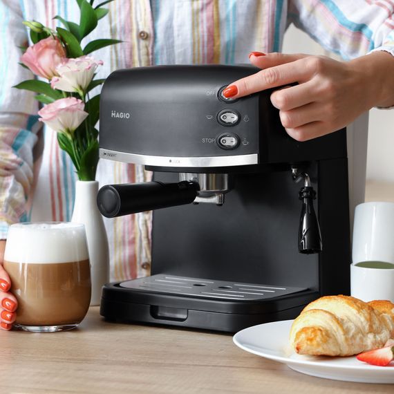 Кофеварка рожковая Magio MG-963, 15 бар для эспрессо и капучино, кофемашина для дома | Зображення 2