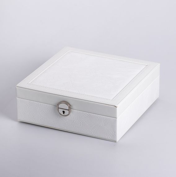 Шкатулка для украшений из эко кожи 2 яруса с замком органайзер для ювелирных изделий