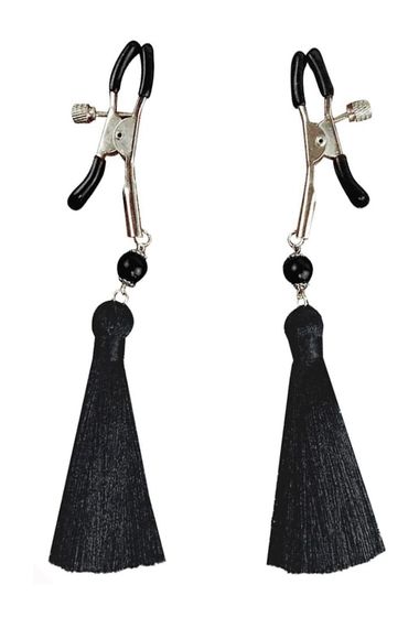 Зажимы для сосков Art of Sex Nipple clamps Black Tassels Черные One Size