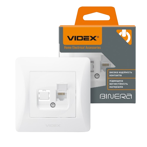 BINERA білий Розетка внутрішня 1-а CAT6 комп'ютерна Videx | Зображення 4