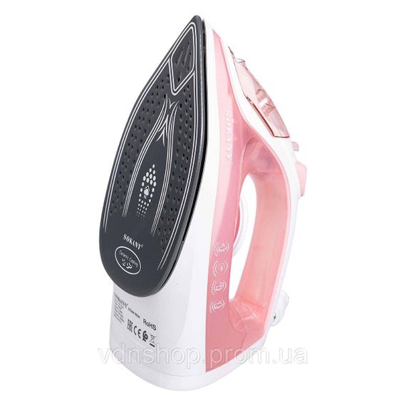 Утюг паровой ручной для одежды 1800 Вт с металлокерамической подошвой Розовый Sokany SK-11044 | Зображення 5