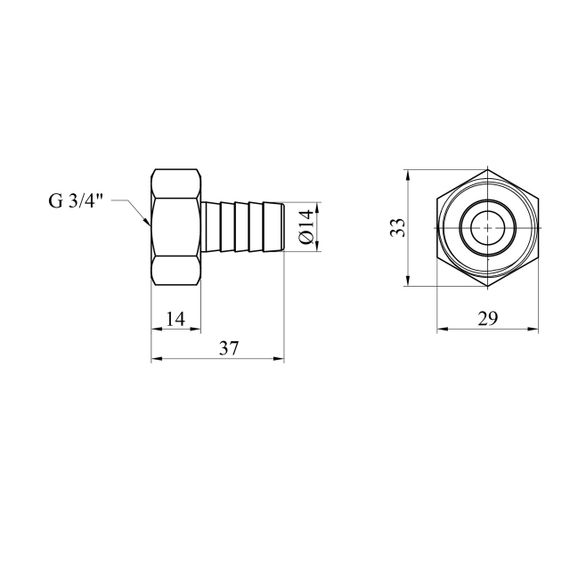 Штуцер Karro 3/4" РВ, D=14 мм нікельований KR-820 | Зображення 1