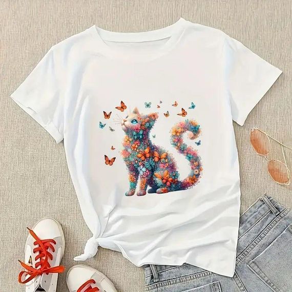 Футболка женская с принтом повседневная S Белая