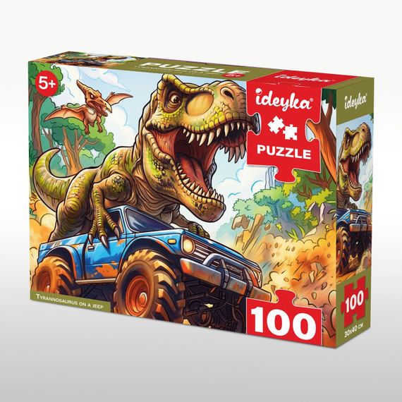 Пазли Тиранозавр на джипі Ideyka LP100-007 100 елементів Різнокольоровий shop (4823104391463) | Зображення 1