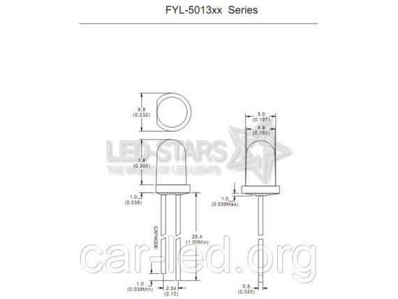 Світлодіод зелений 5 мм. FYL5013 PGC 4.5-6сd (520nm) круглий, прозорий, 20 ° FORYARD | Зображення 2
