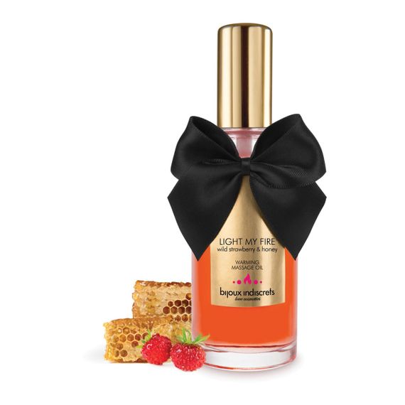 Зігріваюча масажна олія Bijoux Cosmetiques LIGHT MY FIRE, Суниця з медом