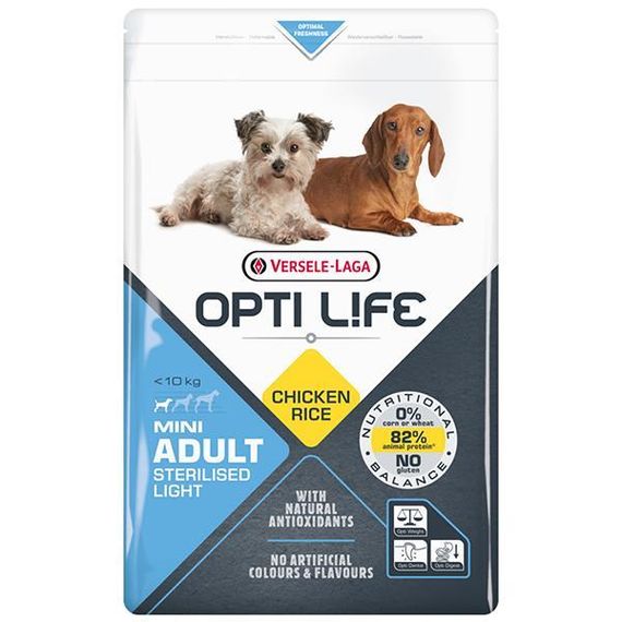 Сухой корм Opti Life Sterilised Light Mini для стерилизованных с лишним весом мини и малых собак 2,5 кг