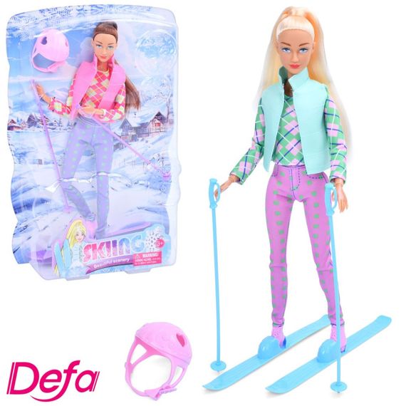 Детская кукла "Лыжница" 8520(Turquoise) бирюзовый, шарнирная 29 см | Зображення 1