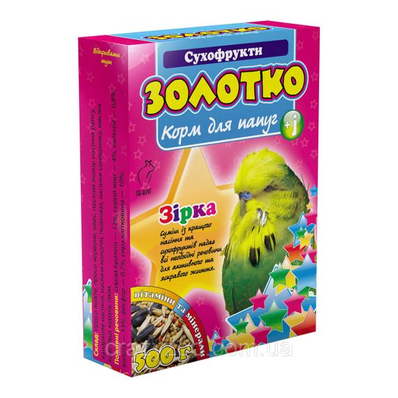 Корм для хвилястих папуг Коло Золотко Сухофрукти 500 г К-820191