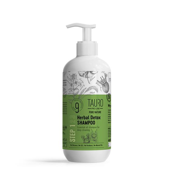 Шампунь для глибокого очищення шерсті собак та котів Tauro Pro Line Pure Nature Herbal Detox, 400 мл