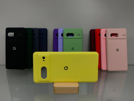Google Pixel 7 Протиударний чохол з логотипом софт тач жовтий