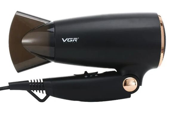 Компактний дорожний електрофен VGR V-439 фен для сушіння волосся 1600 Вт Чорний