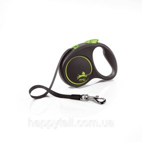 Поводок-рулетка Flexi для собак Black Design лента зеленый размер S 5 м/15 кг
