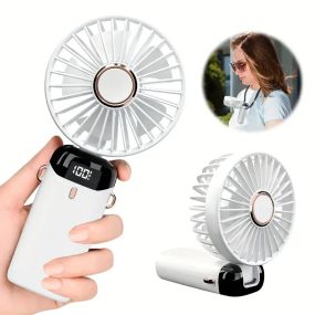 Переносний домашній мінівентилятор з USB-зарядкою, складаний на 90°, цифровий дисплей