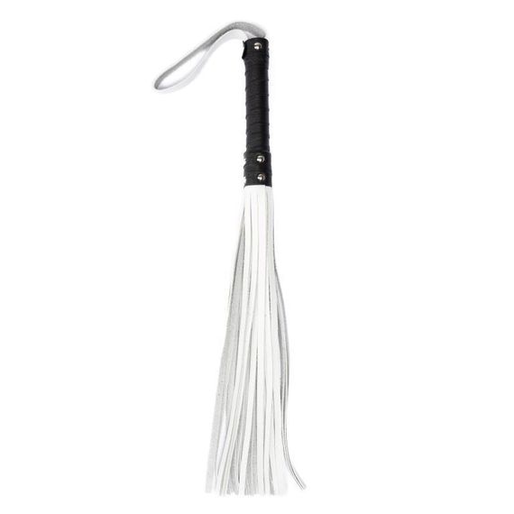 Кнут Flirty, эко-кожа с кожаной ручкой, белый, 60 см sexstyle | Зображення 1