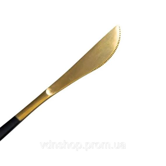 Набір столових ножів 6 штук ножі сервірувальні столові 22.5 см Чорний із золотом HP-20-6 | Зображення 2