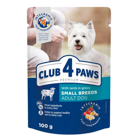 Вологий корм пауч Club 4 Paws Premium для дорослих собак маленької породи, ягняток у соусі 100г